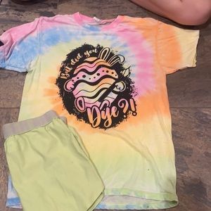 Easter shirt with neon shorts